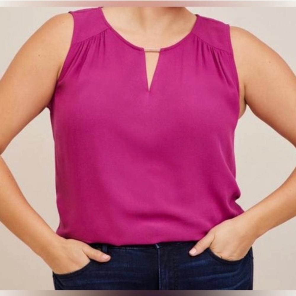 Torrid Rayon Crepe‎ Metal Keyhole Boysenberry Pink Tank Blouse Plus Size 4 (26)